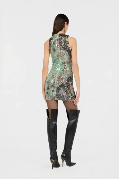 Roberto Cavalli Kimono Print Sequined Mini Dress | Thumbnail 3 Roberto Cavalli Kimono Print Sequined Mini Dress | Thumbnail 3