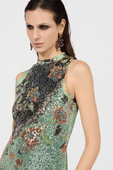 Roberto Cavalli Kimono Print Sequined Mini Dress | Thumbnail 4 Roberto Cavalli Kimono Print Sequined Mini Dress | Thumbnail 4