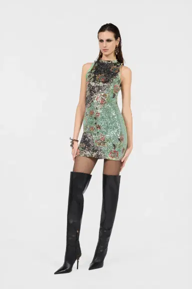 Roberto Cavalli Kimono Print Sequined Mini Dress | Thumbnail 6 Roberto Cavalli Kimono Print Sequined Mini Dress | Thumbnail 6