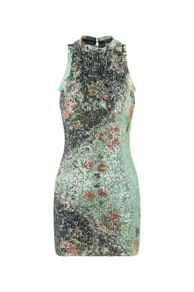 Roberto Cavalli Kimono Print Sequined Mini Dress | Thumbnail 1 Roberto Cavalli Kimono Print Sequined Mini Dress | Thumbnail 1