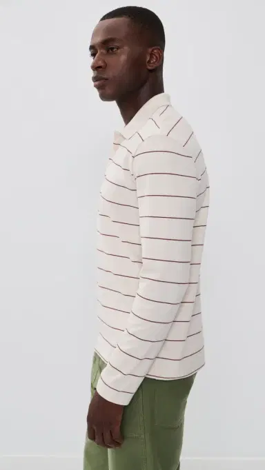 Vince triped Long leeve Polo mock White/Deep atin | Thumbnail 5 Vince triped Long leeve Polo mock White/Deep atin | Thumbnail 5