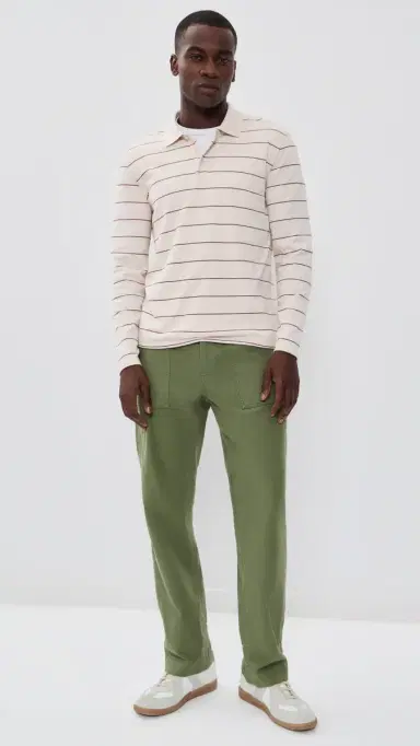Vince triped Long leeve Polo mock White/Deep atin | Thumbnail 6 Vince triped Long leeve Polo mock White/Deep atin | Thumbnail 6