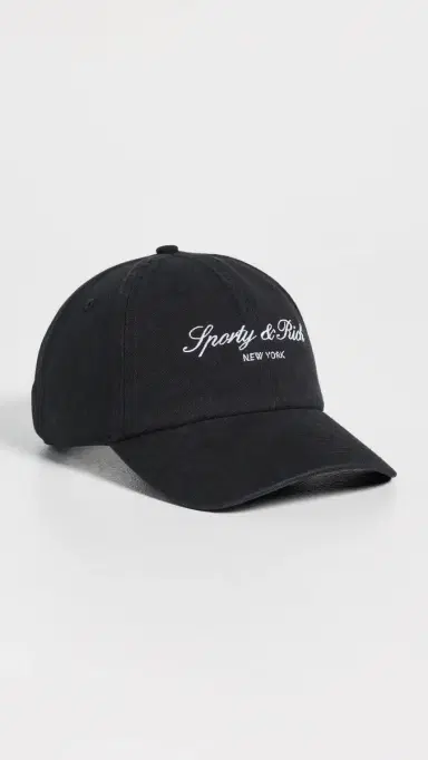 Sporty & Rich Signature NY Hat Faded Black White One Size | Thumbnail 2
