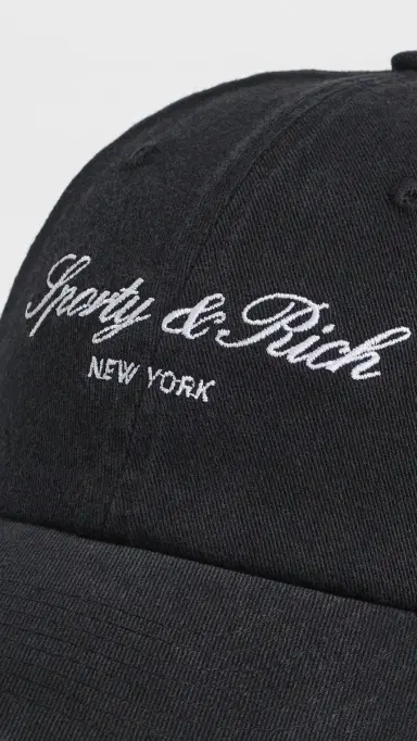 Sporty & Rich Signature NY Hat Faded Black White One Size | Thumbnail 5