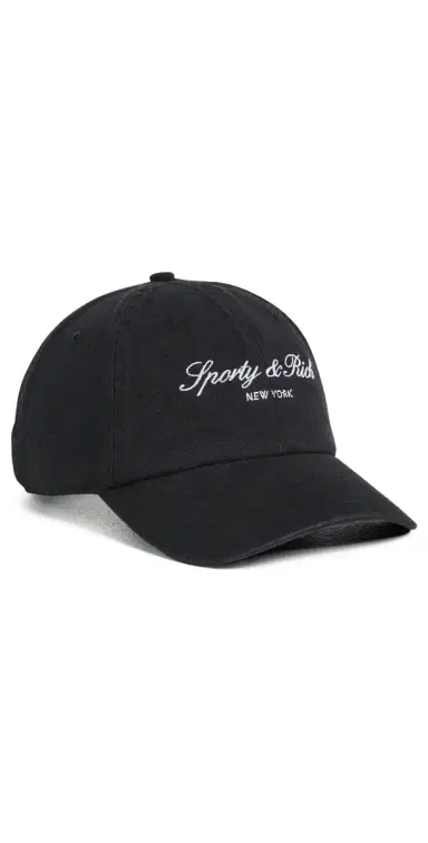 Sporty & Rich Signature NY Hat Faded Black White One Size | Thumbnail 1