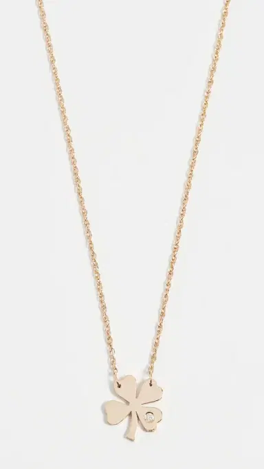 Jennifer Zeuner Jewelry Clover Necklace with Diamond Gold One Size | Thumbnail 2