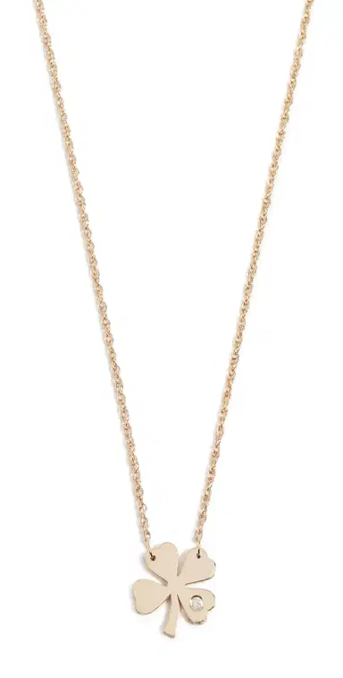 Jennifer Zeuner Jewelry Clover Necklace with Diamond Gold One Size | Thumbnail 1