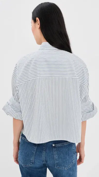 TWP Next Ex Button Down Shirt White/Navy P | Thumbnail 3