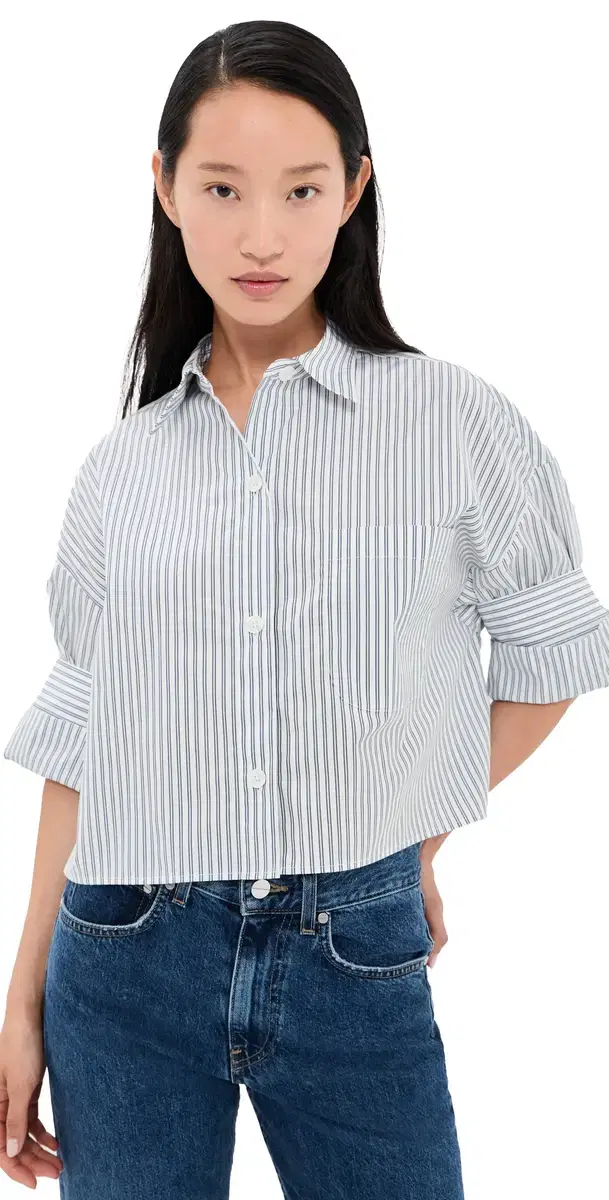 TWP Next Ex Button Down Shirt White/Navy