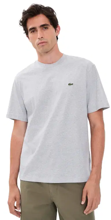 Lacoste Cotton Logo Tee Grey Chine | Thumbnail 1 Lacoste Cotton Logo Tee Grey Chine | Thumbnail 1
