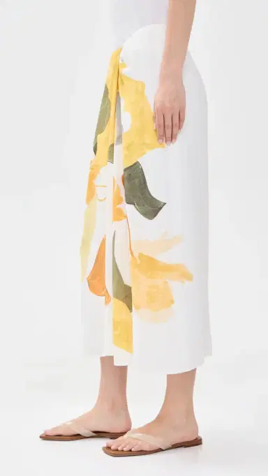 Vince Painted Abstract Floral Draped Skirt Off White/Sun 8 | Thumbnail 4 Vince Painted Abstract Floral Draped Skirt Off White/Sun 8 | Thumbnail 4
