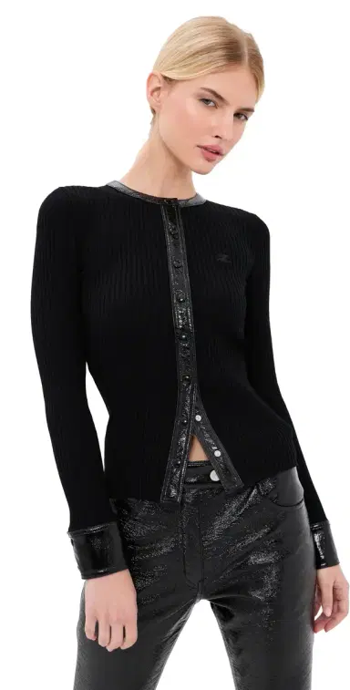 Courrèges Contrasted Vinyl Cardigan | Thumbnail 1 Courrèges Contrasted Vinyl Cardigan | Thumbnail 1