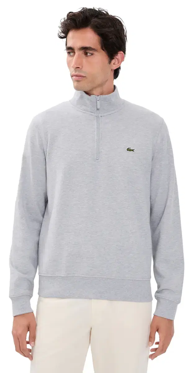 Lacoste Zip Up Sweatshirt Grey Chine