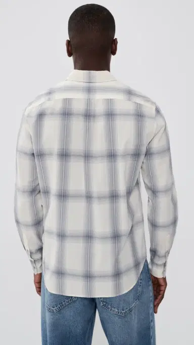 Vince Townes Plaid Long leeve hirt Blanco/Hawk Blue | Thumbnail 3