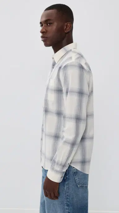 Vince Townes Plaid Long leeve hirt Blanco/Hawk Blue | Thumbnail 4