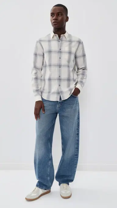 Vince Townes Plaid Long leeve hirt Blanco/Hawk Blue | Thumbnail 5