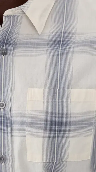 Vince Townes Plaid Long leeve hirt Blanco/Hawk Blue | Thumbnail 6