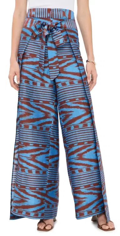 Coniglio Palm Beach Two Panel Wrap Pants IKAT STRIPE MARBLE AZUL | Thumbnail 1 Coniglio Palm Beach Two Panel Wrap Pants IKAT STRIPE MARBLE AZUL | Thumbnail 1