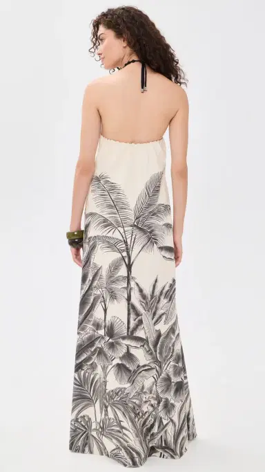 ANDRES OTALORA Kalahari Embellished Maxi Dress Maxi Ecru/Black Jungle | Thumbnail 3