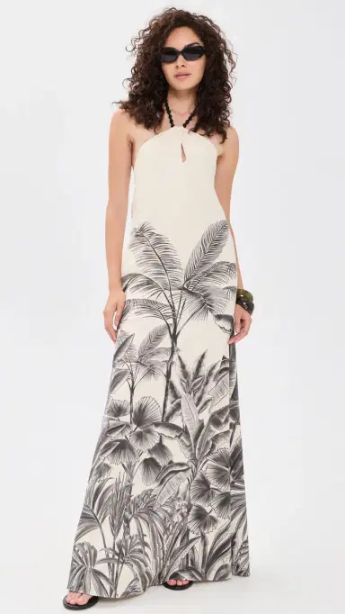ANDRES OTALORA Kalahari Embellished Maxi Dress Maxi Ecru/Black Jungle | Thumbnail 5