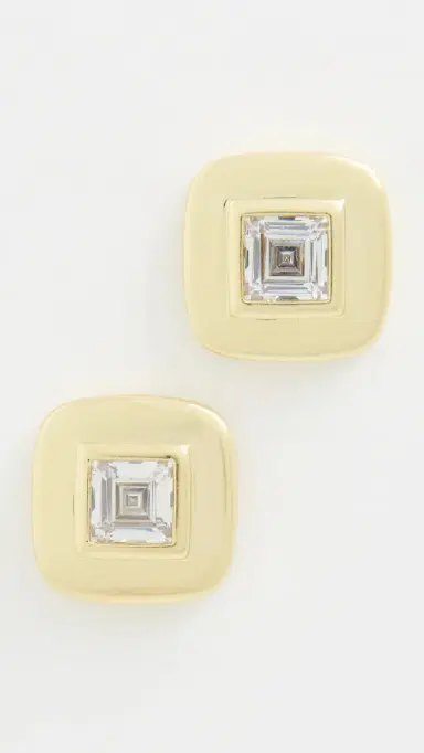 SHASHI Reagan Square Studs Gold One Size | Thumbnail 2