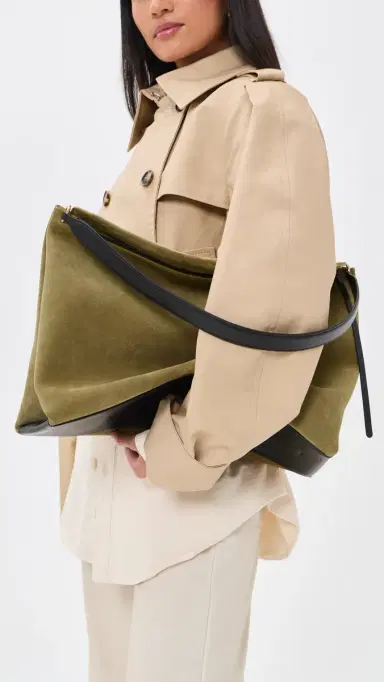 Wandler Penelope Tote Khaki Suede/Black One Size | Thumbnail 3