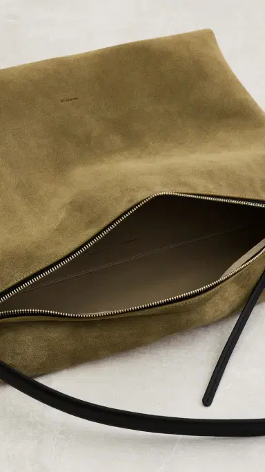 Wandler Penelope Tote Khaki Suede/Black One Size | Thumbnail 6
