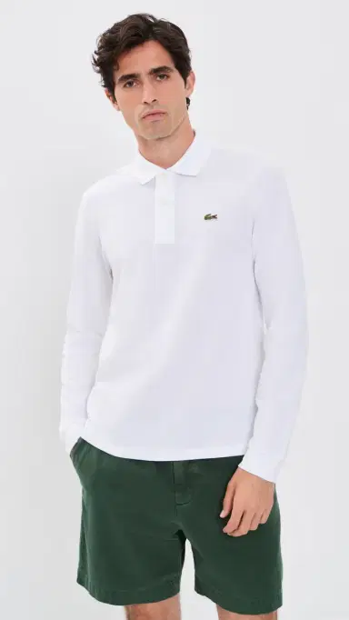 Lacoste Long Sleeve Original Cotton Pique Polo White | Thumbnail 2