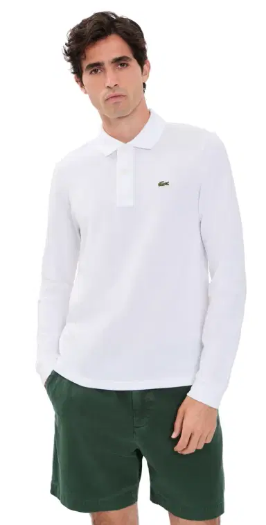 Lacoste Long Sleeve Original Cotton Pique Polo White | Thumbnail 1