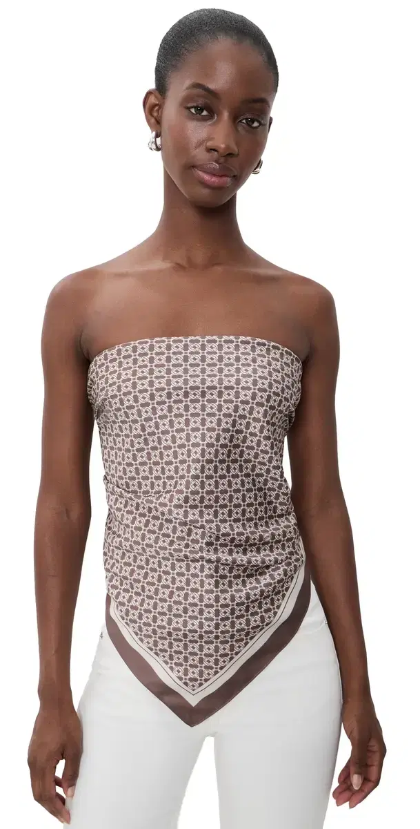 Hark Satin Scarf Top Cocoa Mosaic