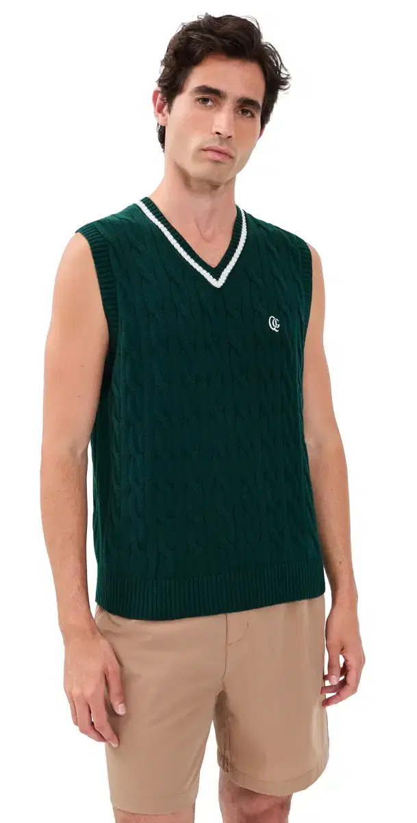 Quiet Golf Cable Knit Vest Fern