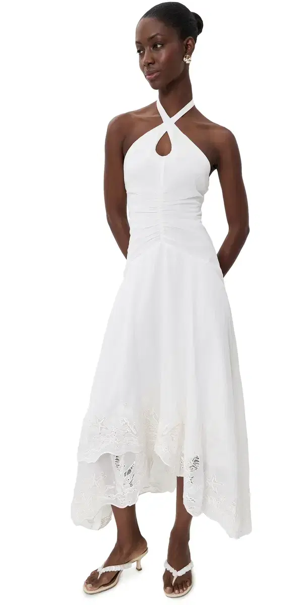 AMUR Romee Embroidered Maxi Dress Seed Pearl