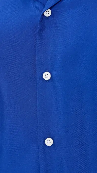Comme Si Notched Collar Short Sleeve Shirt Blue L | Thumbnail 6