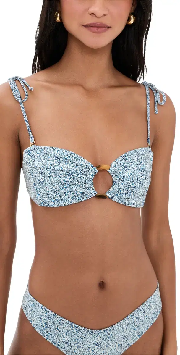 Tori Ties Bandeau Bikini Top Blue Petite Fleur