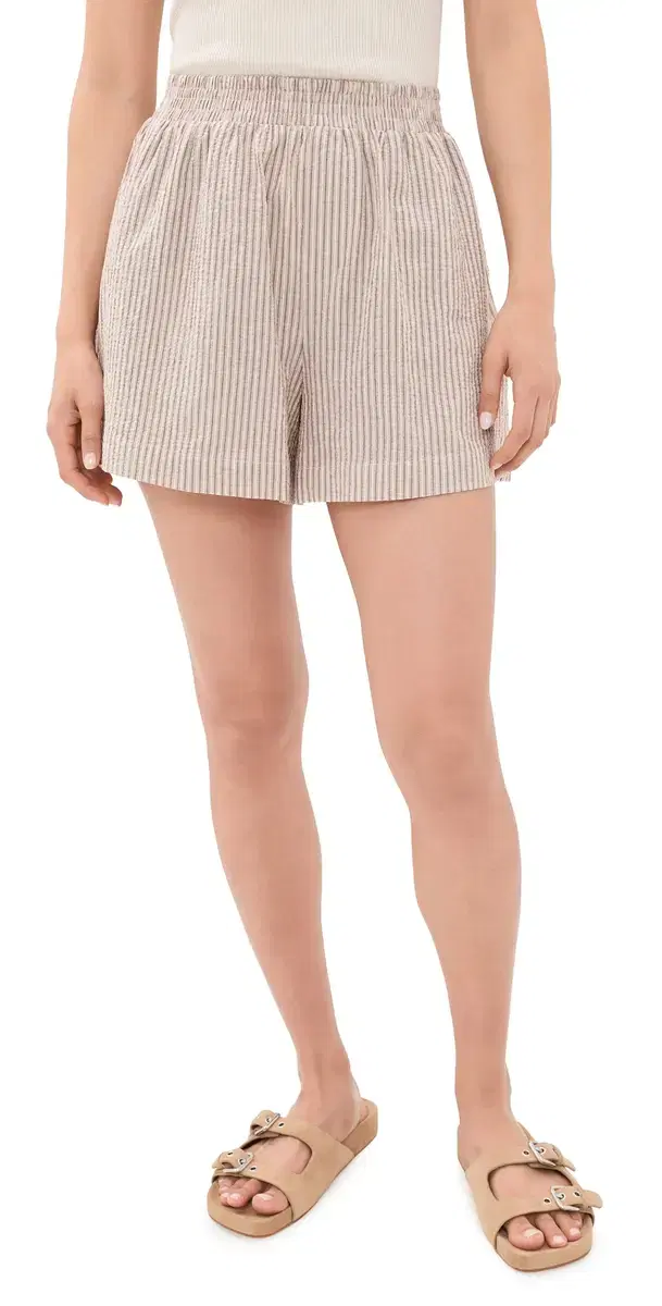 Varley Darina Shorts 4 Birch Taupe Stripe