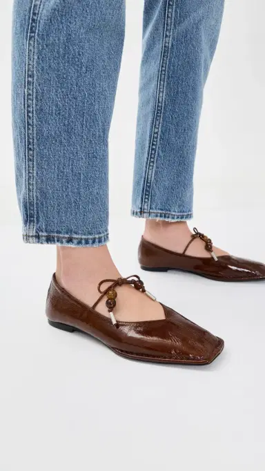 ALOHAS Sway Beads Leather Ballet Flats Beads Rift Brown 37 | Thumbnail 3 ALOHAS Sway Beads Leather Ballet Flats Beads Rift Brown 37 | Thumbnail 3