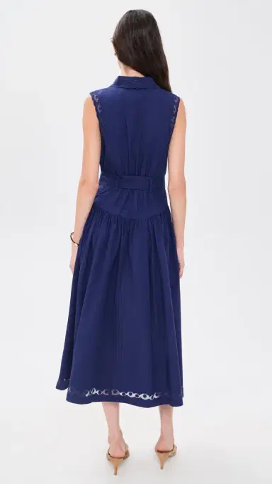 Shoshanna Bradley Midi Dress Indigo | Thumbnail 3