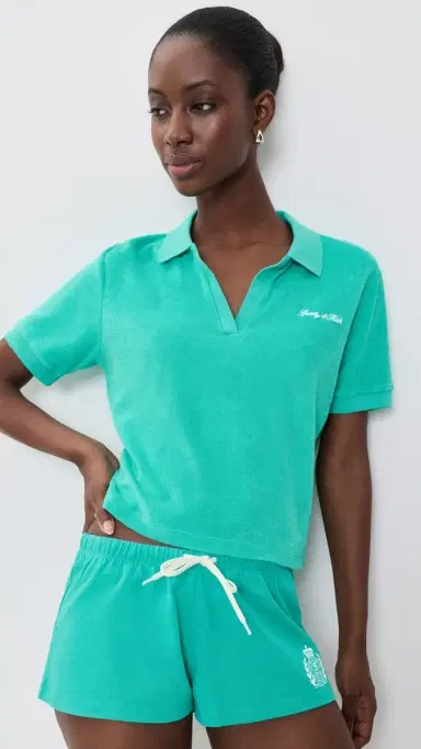 Sporty & Rich Signature Logo Terry Polo Amalfi Green White M | Thumbnail 2 Sporty & Rich Signature Logo Terry Polo Amalfi Green White M | Thumbnail 2