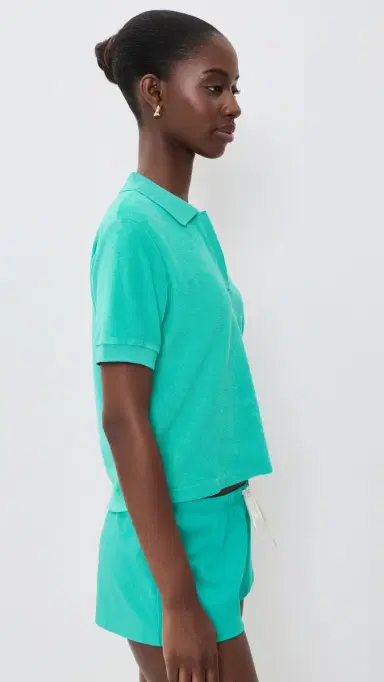 Sporty & Rich Signature Logo Terry Polo Amalfi Green White M | Thumbnail 4 Sporty & Rich Signature Logo Terry Polo Amalfi Green White M | Thumbnail 4