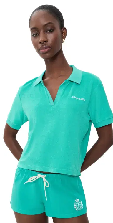 Sporty & Rich Signature Logo Terry Polo Amalfi Green White M | Thumbnail 1 Sporty & Rich Signature Logo Terry Polo Amalfi Green White M | Thumbnail 1