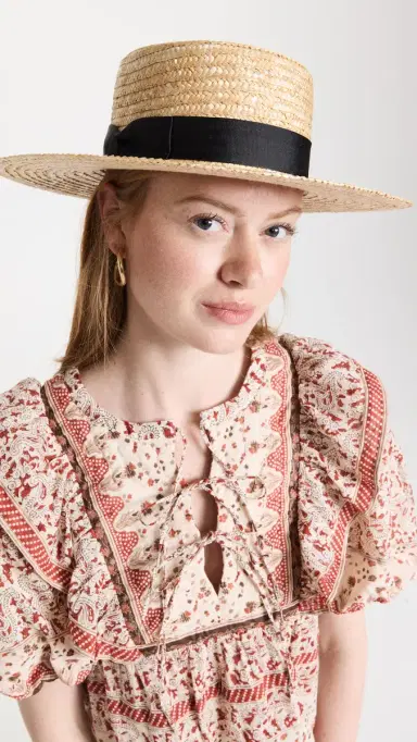 Lack Of Color pencer traw Boater Hat Natural/Black | Thumbnail 3