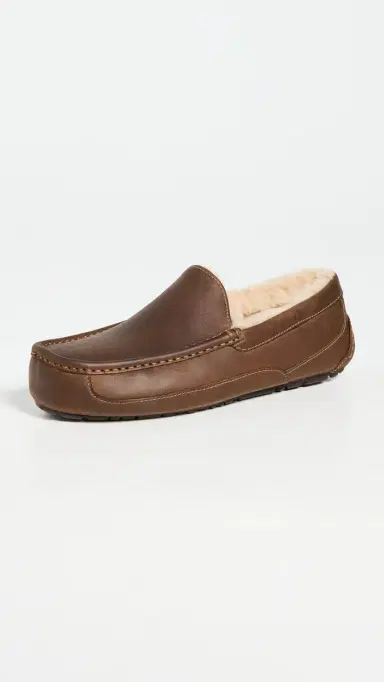 UGG Ascot Leather Slippers Tan 9 | Thumbnail 2