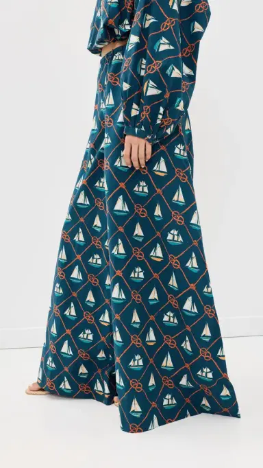 Coniglio Palm Beach Exaggerated Wide Leg Esplanade Pants Sailing Knots Starboard Navy One Size | Thumbnail 4 Coniglio Palm Beach Exaggerated Wide Leg Esplanade Pants Sailing Knots Starboard Navy One Size | Thumbnail 4