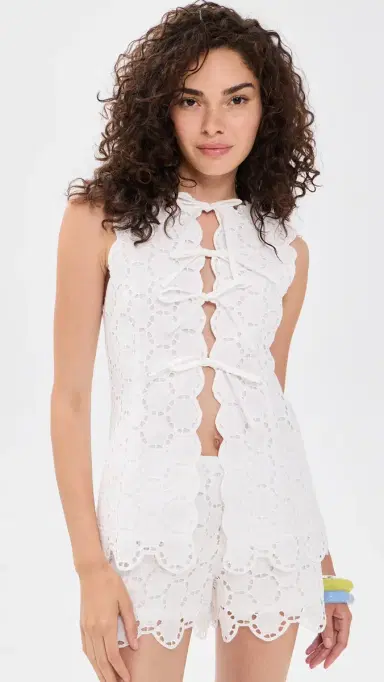 SIMONMILLER Delilah Eyelet Tie Top acadamia | Thumbnail 2