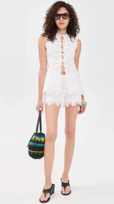 SIMONMILLER Delilah Eyelet Tie Top acadamia | Thumbnail 5