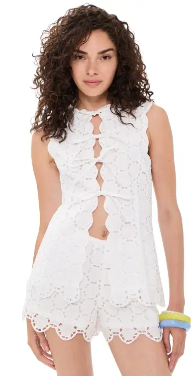 SIMONMILLER Delilah Eyelet Tie Top acadamia | Thumbnail 1
