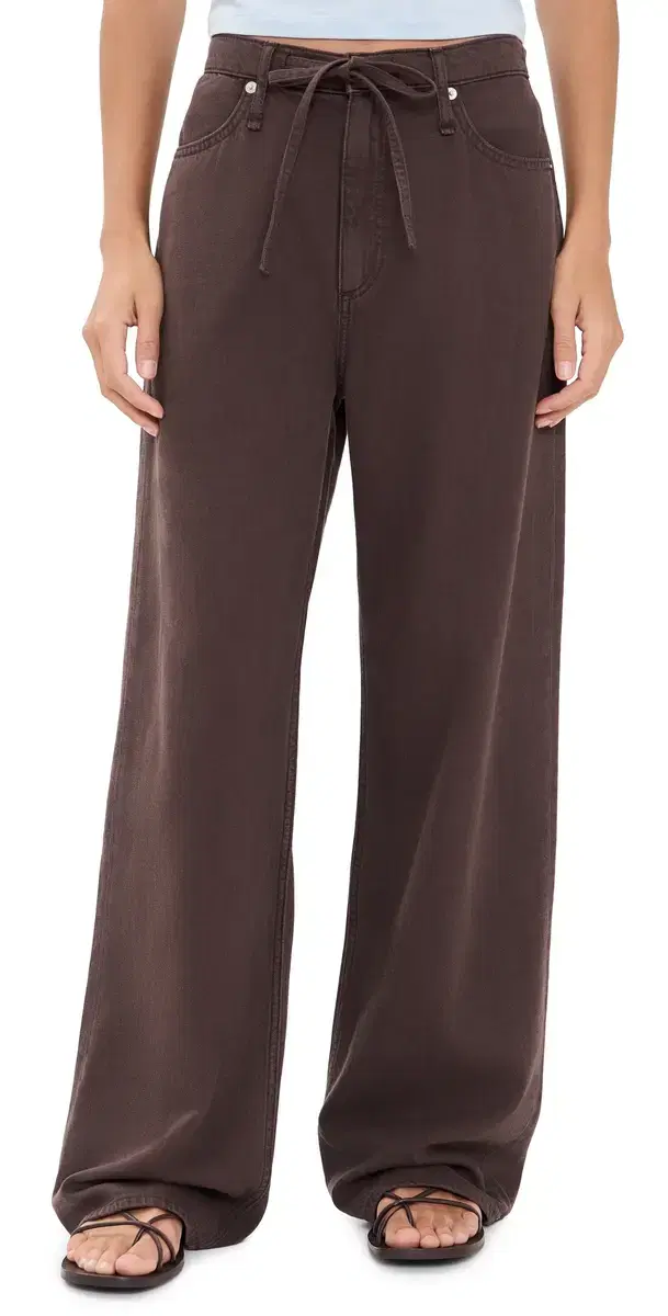 rag & bone Featherweight Phoebe Drawstring Jeans Dkbrownstn