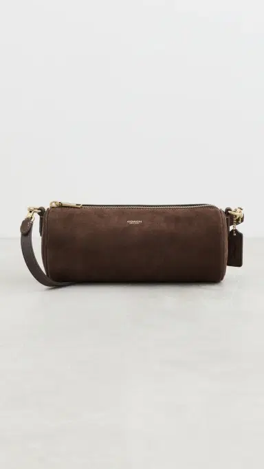 Coach Suede Barrel Bag Dark Chocolate One Size | Thumbnail 2 Coach Suede Barrel Bag Dark Chocolate One Size | Thumbnail 2