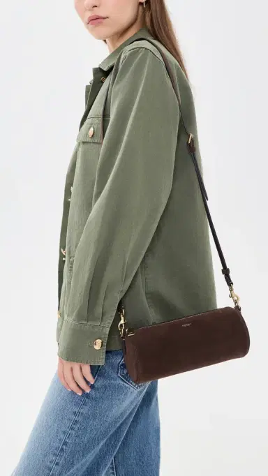 Coach Suede Barrel Bag Dark Chocolate One Size | Thumbnail 3 Coach Suede Barrel Bag Dark Chocolate One Size | Thumbnail 3