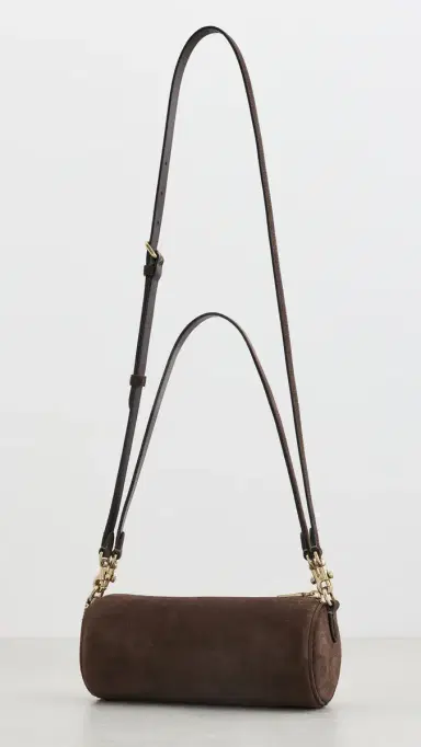Coach Suede Barrel Bag Dark Chocolate One Size | Thumbnail 4 Coach Suede Barrel Bag Dark Chocolate One Size | Thumbnail 4